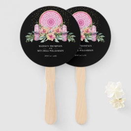 Rosa Mandala Crystals Metaphysische Hochzeit Fächer