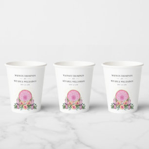 Rosa Mandala Crystals Metaphysische Hochzeit Pappbecher