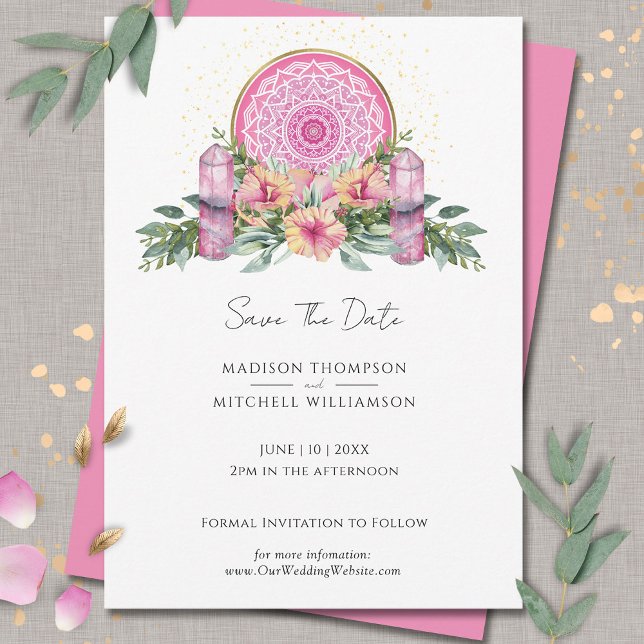 Rosa Mandala Crystals Metaphysische Hochzeit Save The Date (Von Creator hochgeladen)
