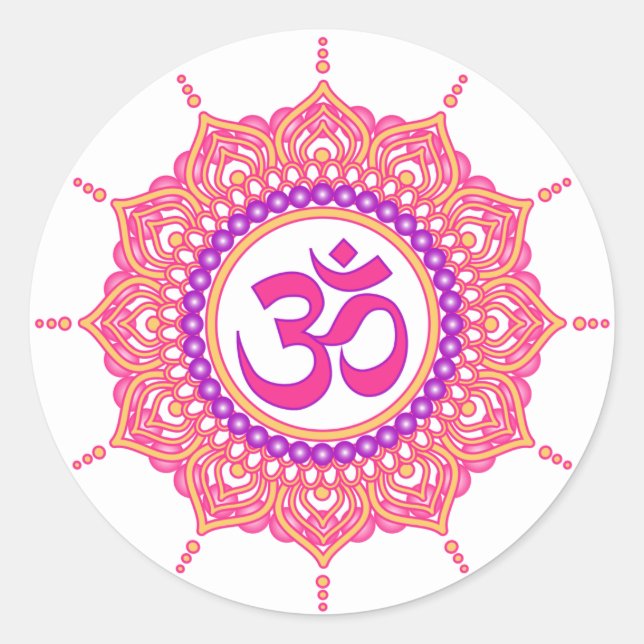 Rosa-Mandala-Etiketten Runder Aufkleber (Vorderseite)