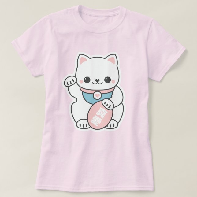 Rosa Maneki Neko T-Shirt (Design vorne)