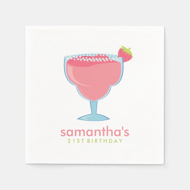 Rosa Margarita Drink Sommer Party Serviette (Vorderseite)