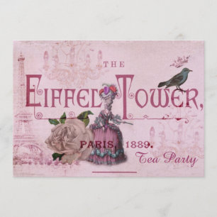 rosa Marie Antoinette Vintages Paris Tee-Party Einladung