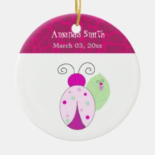 Rosa Marienkäfer Baby erstes Weihnachten Keramikornament