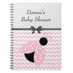 Rosa Marienkäfer-Babyparty-Notizbuch Notizblock