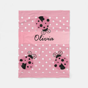 Rosa Marienkäfer-Polka-Punkt-personalisierte Fleecedecke