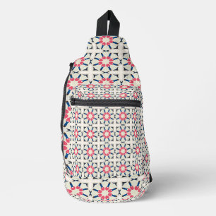 Rosa marineblaue florale geometrische Muster Crossbody Bag