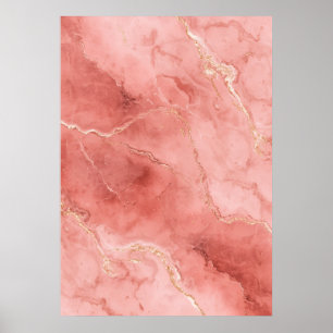 Rosa Marmor Abstract Poster in Roségold