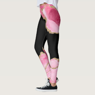 Rosa Marmor Achat Eleganter Edelstein Goldenes Gli Leggings