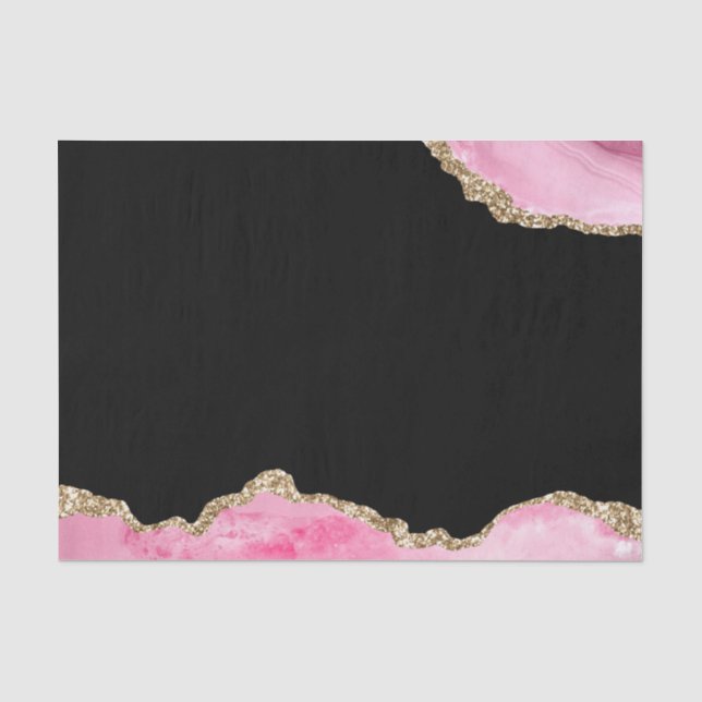 Rosa Marmor Agate Elegante Gemeiner Glitzer Seidenpapier (Vorderseite)