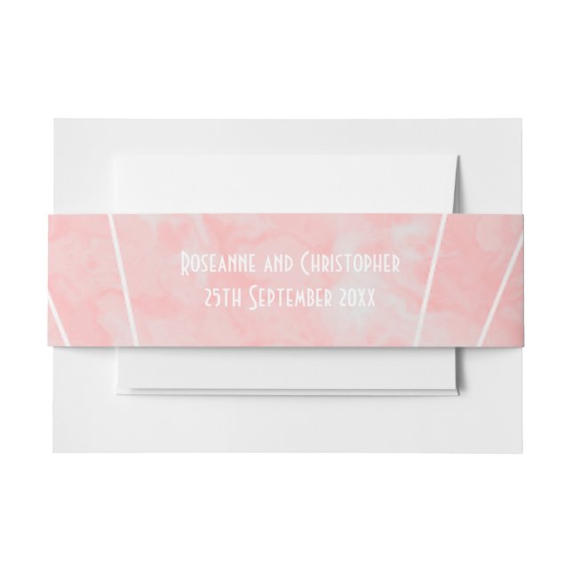 Rosa Marmor Art Deco Design Hochzeit Einladungsbanderole (Vorderseite Beispiel)