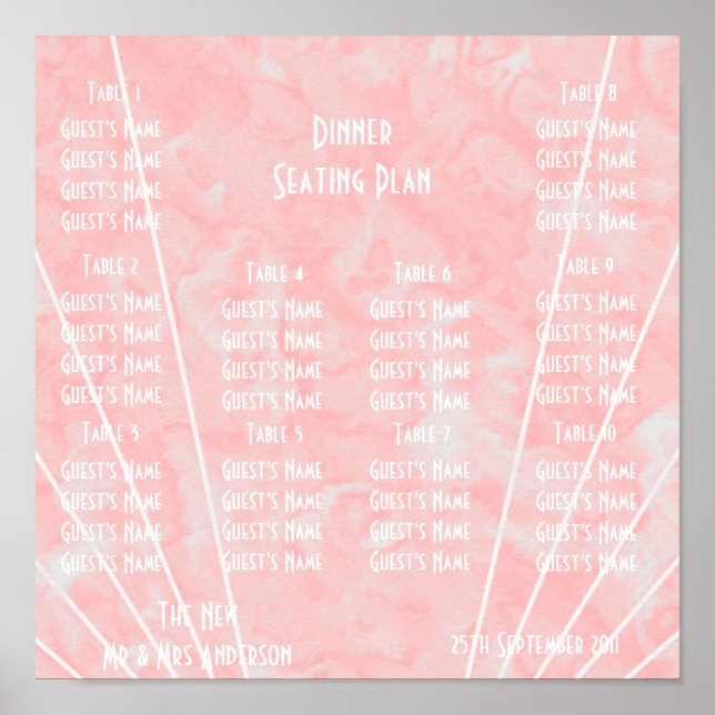 Rosa Marmor Art Deco Design Hochzeit Poster (Vorne)