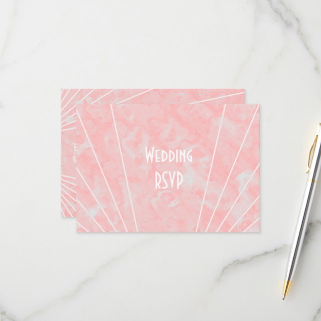 Rosa Marmor Art Deco Design Hochzeit RSVP Karte (Vorderseite/Rückseite Beispiel)
