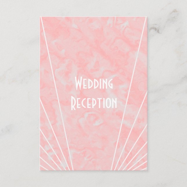 Rosa Marmor Art Deco Design Hochzeitsempfang Begleitkarte (Vorderseite)