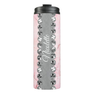 Rosa Marmor Diamant Blende Personalisiert Thermosbecher