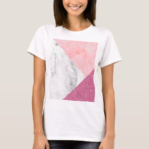 Rosa Marmor druckglättend T-Shirt