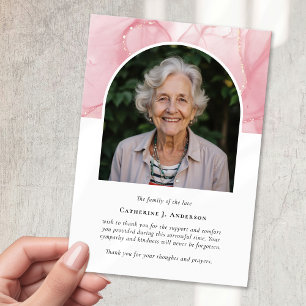 Rosa Marmor Foto Beileid Beerdigung Memorial Dankeskarte