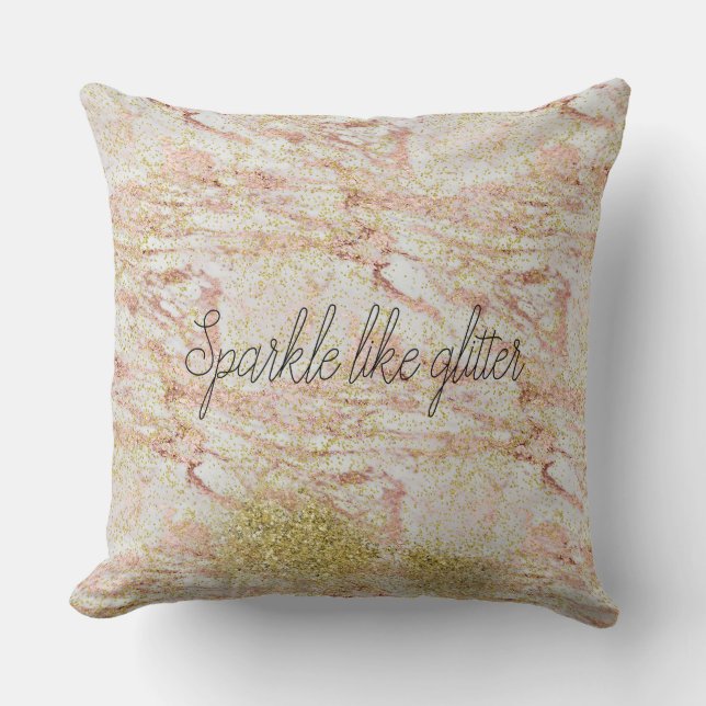 Rosa Marmor Gold Confetti Imitate Glitzer Kissen (Vorderseite)