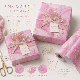 Rosa Marmor Gold Geode abstraktes Muster Geschenkpapier