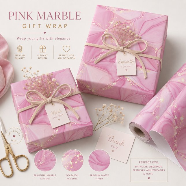 Rosa Marmor Gold Geode abstraktes Muster Geschenkpapier (Von Creator hochgeladen)