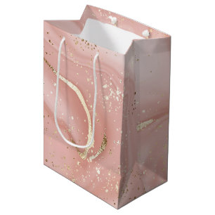 Rosa Marmor Gold Glitter Abstractes Muster Mittlere Geschenktüte