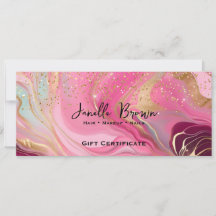 Rosa Marmor & Gold Glitter-Geschenkgutschein Karte