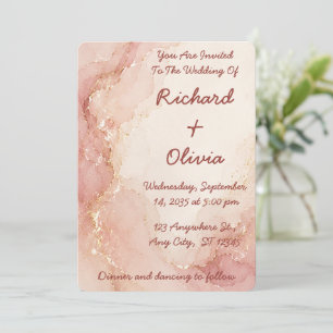 Rosa Marmor Gold Hochzeitseinladung Einladung