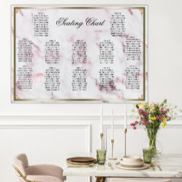 Rosa Marmor Golden Pearls Hochzeit Poster