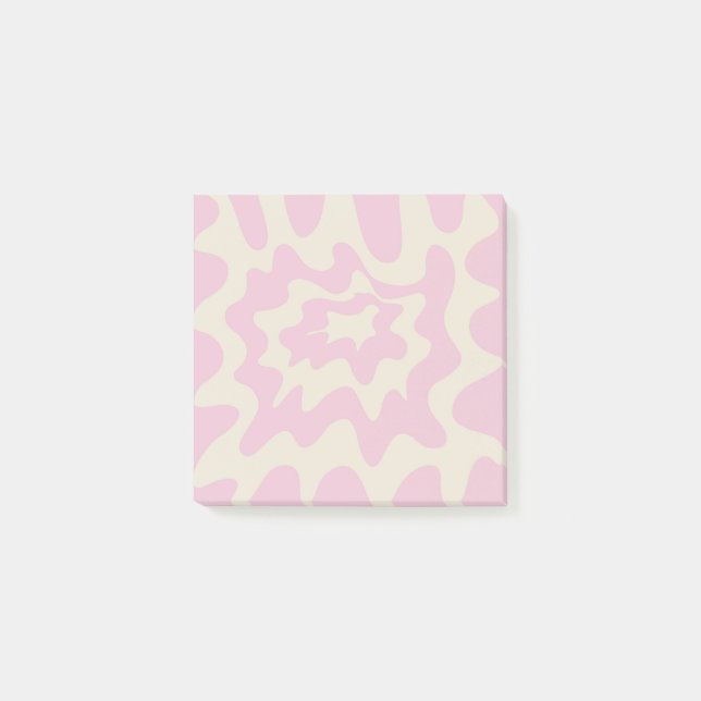Rosa Marmor Groovy Wavy Strip Moderner Frühling Post-it Klebezettel (Vorderseite)