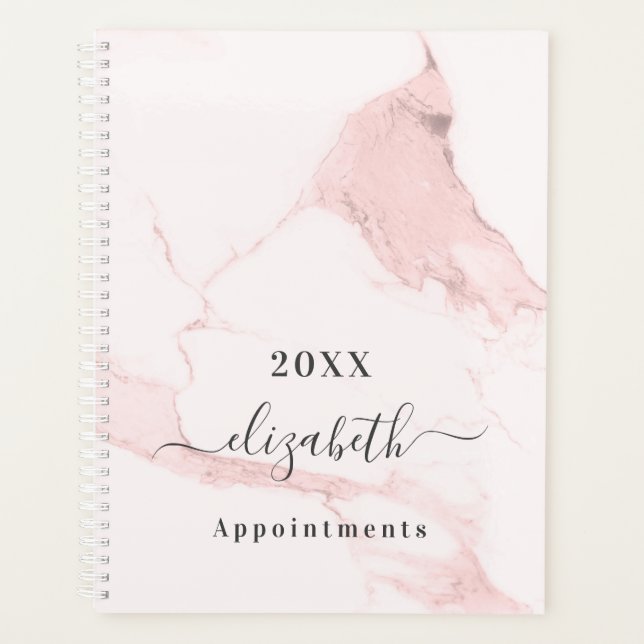 Rosa Marmor in Rosa Name elegantes Business 2026 Planer (Vorderseite)