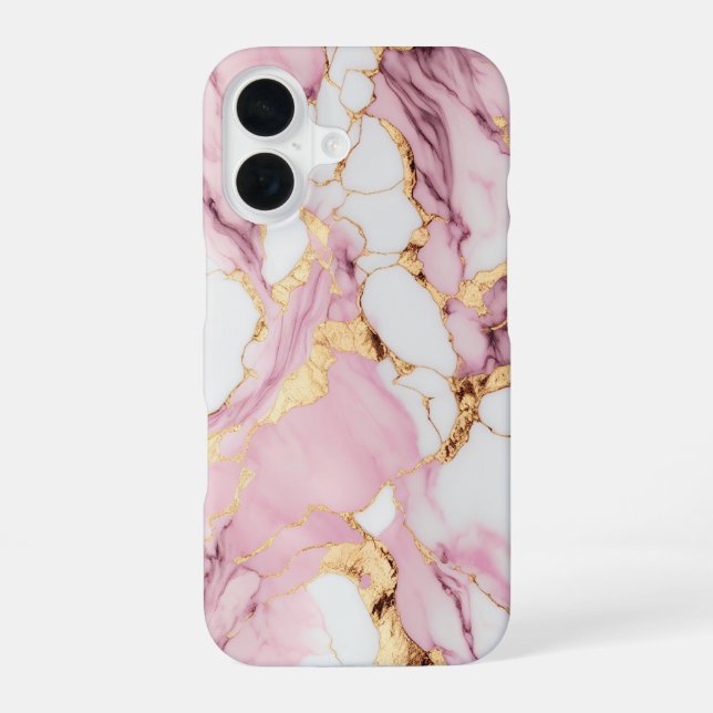 Rosa Marmor iPhone 16 Hülle (Rückseite)