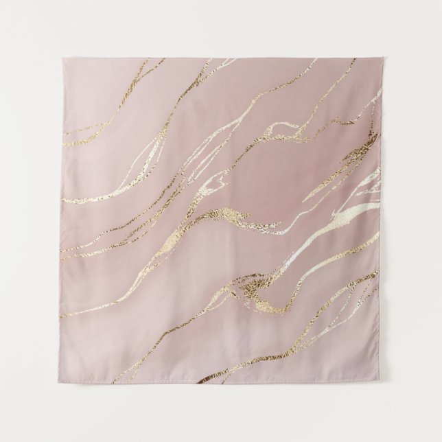 Rosa Marmor mit goldenen Adern Wandteppich (Vorderseite)