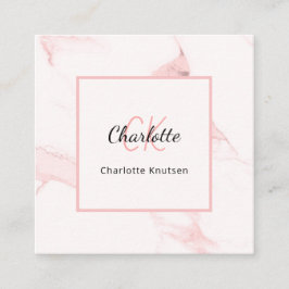 Rosa Marmor-Monogramm, elegant QR-Code Quadratische Visitenkarte