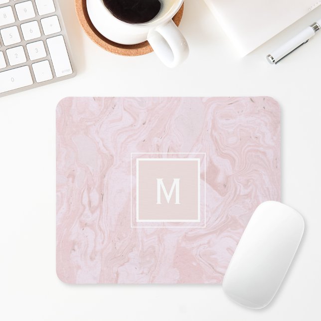 Rosa Marmor-Monogramm Mousepad (Von Creator hochgeladen)