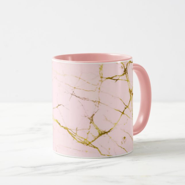 Rosa Marmor Tasse (VorderseiteRechts)