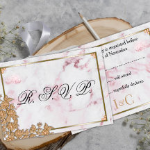 Rosa Marmor und goldene Perlen Hochzeit