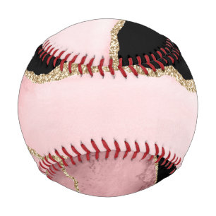 Rosa Marmorachat Chic Glam Goldene Glitter Akzente Baseball