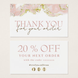Rosa Marmordesign Danke Discount Card