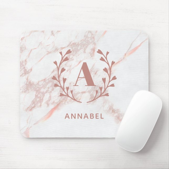 Rosa Marmormonogramm für alle Initial- und Namensf Mousepad (Mit Mouse)