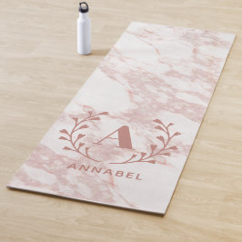 Rosa Marmormonogramm für alle Initial- und Namensf Yogamatte