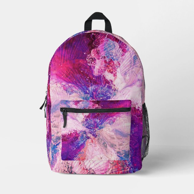Rosa Marmormuster Bedruckter Rucksack (Vorderseite)