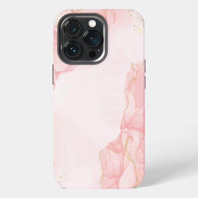 rosa Marmormuster iPhone 13 Pro Hülle (Hinten)