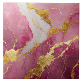 Rosa Marmormuster mit Gold Fliese