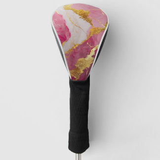 Rosa Marmormuster mit Gold Golf Headcover