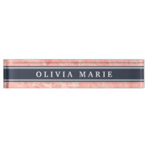 Rosa Marmormuster Navy Blue Akzent