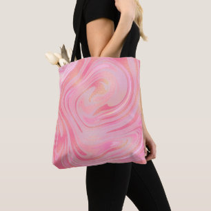 Rosa Marmorplatte Swirl & Gold Glitzer Muster Tasche