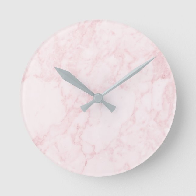 Rosa Marmorsäulenhalterung Runde Wanduhr (Vorderseite)