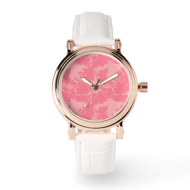 Rosa Marmorwolke abstrakt Armbanduhr (Vorderseite)