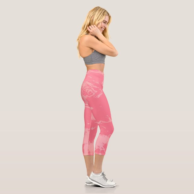 Rosa Marmorwolke abstrakt Capri Leggings (Rechts)