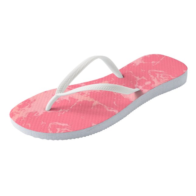 Rosa Marmorwolke abstrakt Flip Flops (Schrägansicht)